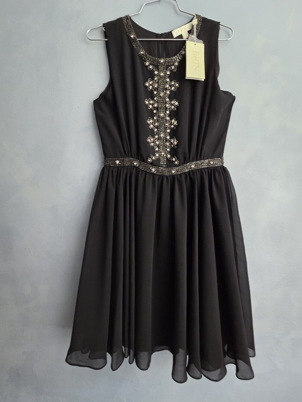 NWT, ERIN, ERIN FETHERSTON BEADED, RINESTONE MINI DRESS, SIZE US 6